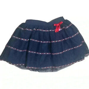 Hello Kitty Girls 6 Navy Mesh Skirt W Red Accents Patriotic Cute